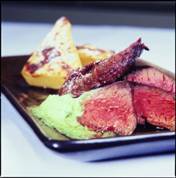 Hanger Steak & Polenta Cakes